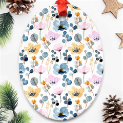 Watercolor Floral Seamless Pattern Ornament (oval)