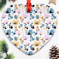 Watercolor Floral Seamless Pattern Ornament (heart)