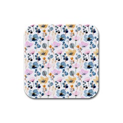 Watercolor Floral Seamless Pattern Rubber Square Coaster (4 Pack)  by TastefulDesigns