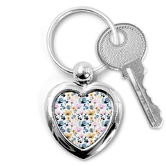 Watercolor Floral Seamless Pattern Key Chain (heart) by TastefulDesigns