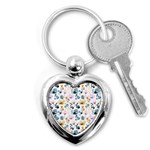 Watercolor Floral Seamless Pattern Key Chain (Heart) Front