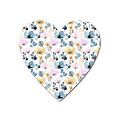 Watercolor Floral Seamless Pattern Heart Magnet by TastefulDesigns