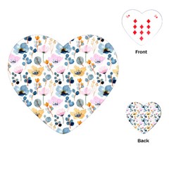 Watercolor Floral Seamless Pattern Playing Cards Single Design (heart)