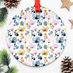 Watercolor Floral Seamless Pattern Round Ornament (two Sides)