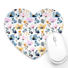 Watercolor Floral Seamless Pattern Heart Mousepads by TastefulDesigns