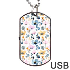 Watercolor Floral Seamless Pattern Dog Tag Usb Flash (two Sides) by TastefulDesigns