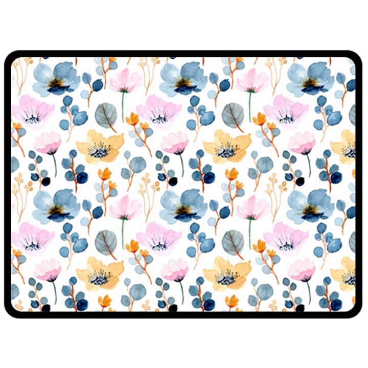 Watercolor Floral Seamless Pattern Double Sided Fleece Blanket (Large) 