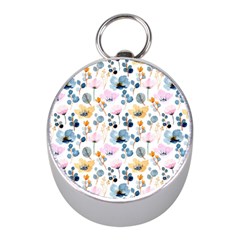 Watercolor Floral Seamless Pattern Mini Silver Compasses by TastefulDesigns