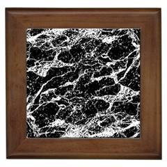 Black And White Abstract Textured Print Framed Tile