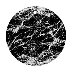 Black And White Abstract Textured Print Ornament (round) by dflcprintsclothing