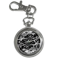 Black And White Abstract Textured Print Key Chain Watches by dflcprintsclothing