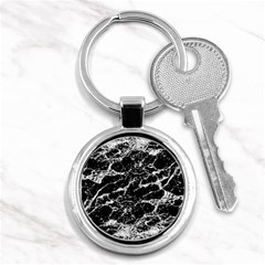 Black And White Abstract Textured Print Key Chain (round) by dflcprintsclothing