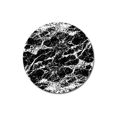 Black And White Abstract Textured Print Magnet 3  (round) by dflcprintsclothing