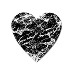 Black And White Abstract Textured Print Heart Magnet by dflcprintsclothing