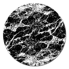 Black And White Abstract Textured Print Magnet 5  (round) by dflcprintsclothing