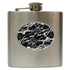 Black And White Abstract Textured Print Hip Flask (6 Oz) by dflcprintsclothing