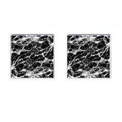 Black And White Abstract Textured Print Cufflinks (square) by dflcprintsclothing