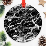 Black And White Abstract Textured Print Round Ornament (Two Sides) Front