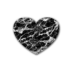 Black And White Abstract Textured Print Rubber Coaster (heart)  by dflcprintsclothing