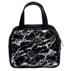 Black And White Abstract Textured Print Classic Handbag (two Sides)