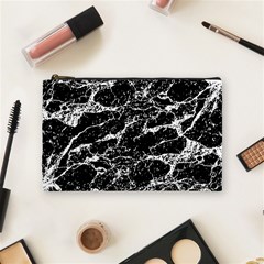 Black And White Abstract Textured Print Cosmetic Bag (medium) by dflcprintsclothing