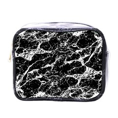 Black And White Abstract Textured Print Mini Toiletries Bag (one Side) by dflcprintsclothing