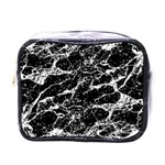 Black And White Abstract Textured Print Mini Toiletries Bag (One Side) Front