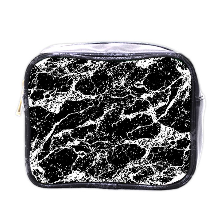 Black And White Abstract Textured Print Mini Toiletries Bag (One Side)