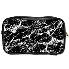 Black And White Abstract Textured Print Toiletries Bag (one Side) by dflcprintsclothing