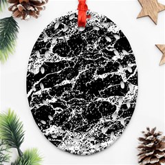 Black And White Abstract Textured Print Oval Filigree Ornament (two Sides) by dflcprintsclothing