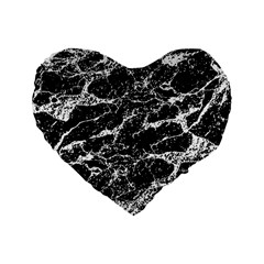 Black And White Abstract Textured Print Standard 16  Premium Heart Shape Cushions by dflcprintsclothing