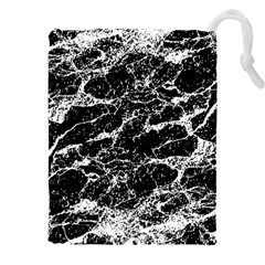 Black And White Abstract Textured Print Drawstring Pouch (4xl) by dflcprintsclothing