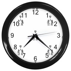 Love Symbol Drawing Wall Clock (black)