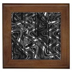 Black And White Intricate Geometric Print Framed Tile