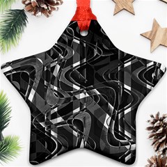 Black And White Intricate Geometric Print Ornament (star) by dflcprintsclothing