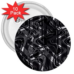 Black And White Intricate Geometric Print 3  Buttons (10 Pack)  by dflcprintsclothing