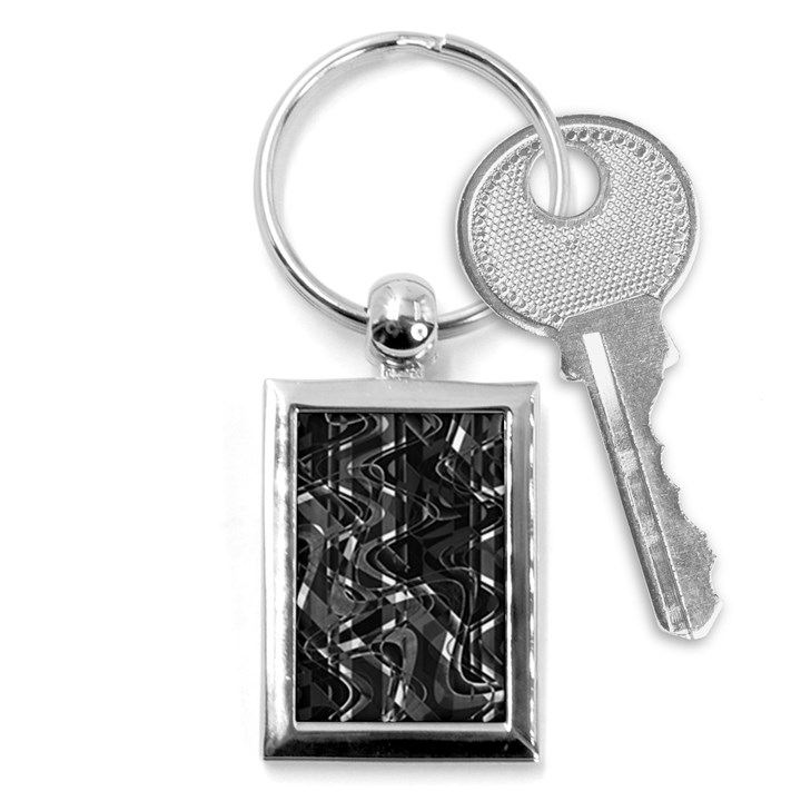 Black And White Intricate Geometric Print Key Chain (Rectangle)