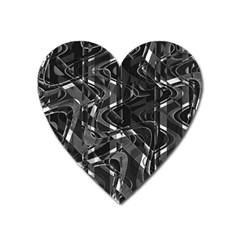 Black And White Intricate Geometric Print Heart Magnet by dflcprintsclothing