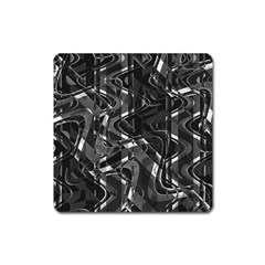 Black And White Intricate Geometric Print Square Magnet by dflcprintsclothing