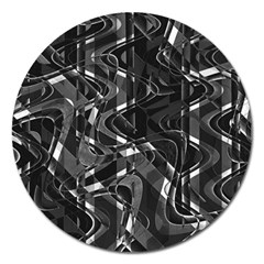 Black And White Intricate Geometric Print Magnet 5  (round) by dflcprintsclothing