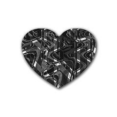 Black And White Intricate Geometric Print Heart Coaster (4 Pack) 