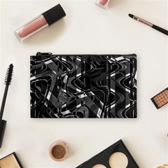 Black And White Intricate Geometric Print Cosmetic Bag (small)