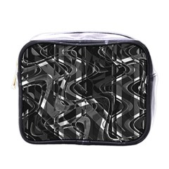 Black And White Intricate Geometric Print Mini Toiletries Bag (one Side) by dflcprintsclothing