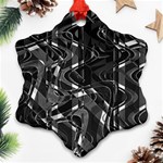 Black And White Intricate Geometric Print Snowflake Ornament (Two Sides) Back