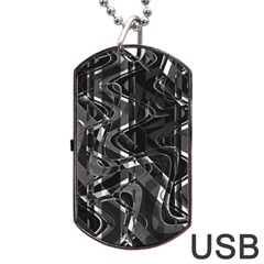 Black And White Intricate Geometric Print Dog Tag Usb Flash (one Side) by dflcprintsclothing