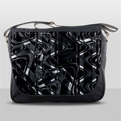 Black And White Intricate Geometric Print Messenger Bag by dflcprintsclothing