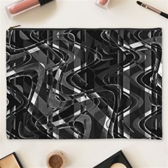 Black And White Intricate Geometric Print Cosmetic Bag (xxxl)