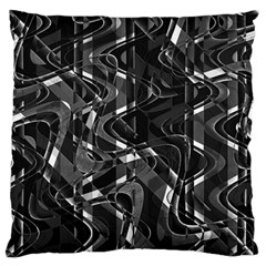 Black And White Intricate Geometric Print Large Flano Cushion Case (two Sides)