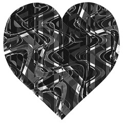 Black And White Intricate Geometric Print Wooden Puzzle Heart by dflcprintsclothing