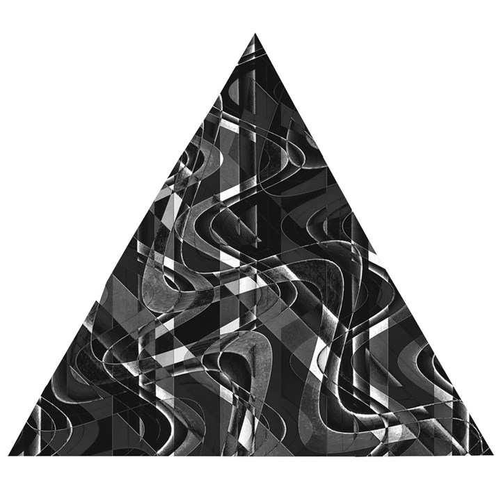 Black And White Intricate Geometric Print Wooden Puzzle Triangle